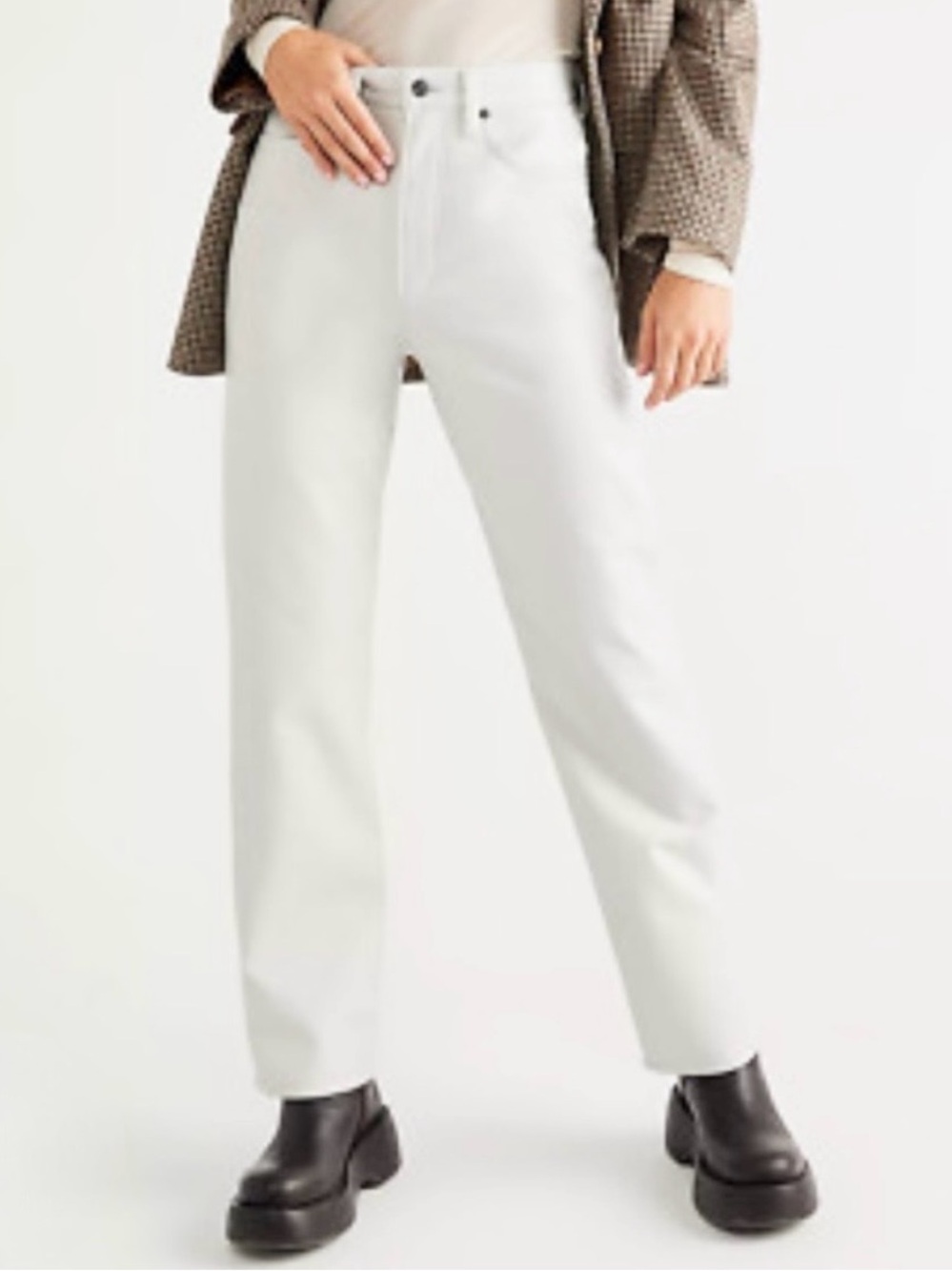 Agolde Lyle Genuine Leather Straight Leg Pinch Waist Pants Dove Gray Size 28 NWT